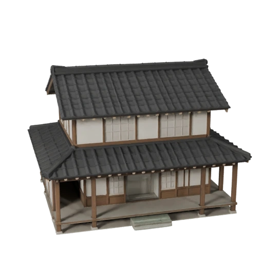 Японский дом 3D модель для Unity - Игровой ресурс для архитектуры