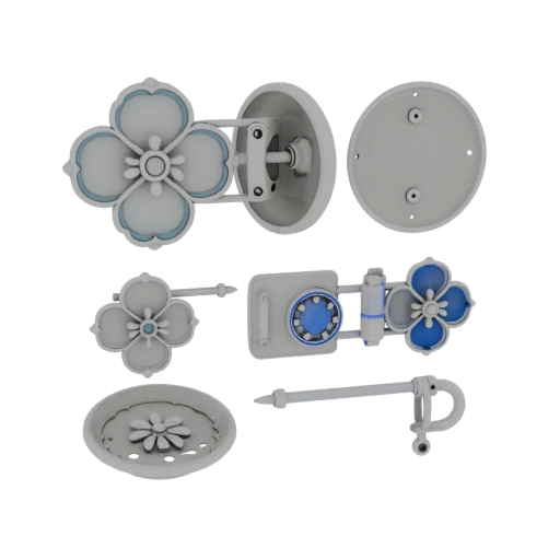 Florale Anstecknadel 3D Render-Asset für Katalogseiten