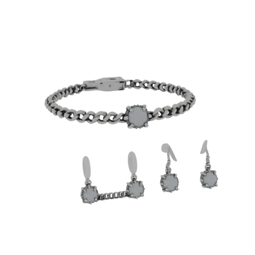 Ensemble Bracelet et Boucles d'Oreilles de Mariée Rendu Studio 3D