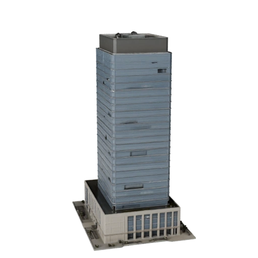 Hohes Poly Glas Wolkenkratzer 3D Modell für Archviz für Architektur