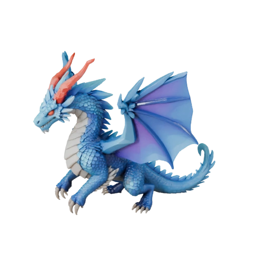 Modelo 3D Dragón de Hielo Poligonal Bajo - Asset de Juego para Unity con FBX | PBR