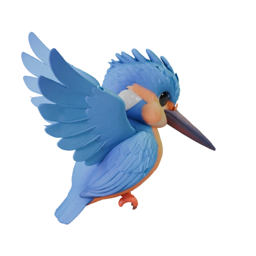 Modelo 3D de Martín Pescador Caricatura - Asset Estilizado para Animación