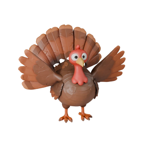 Modèle 3D de Dinde Dessin Animé - Asset Stylisé pour Animation | PBR