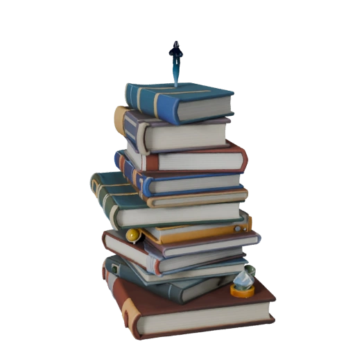 Maqueta 3D de Pila de Libros Desordenada para Motores en Tiempo Real