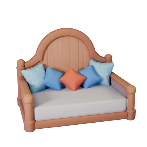Stilisierte Himmelbett-Tagesliege 3D-Asset für Casual Engines