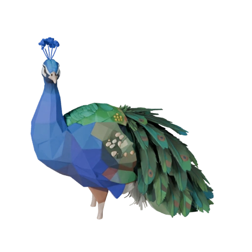 Modelo 3D de Pavo Real Poligonal Bajo - Asset de Juego para Unity con FBX | Libre de Regalías
