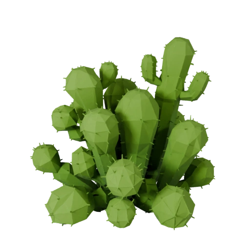 Low Poly Cactus Desert Cluster 3D for Realtime Builds