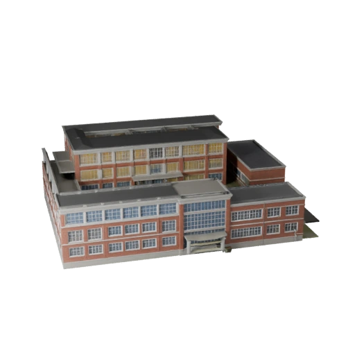 Modelo 3D de Prédio Escolar para Unity - Ativo de Jogo para Arquitetura