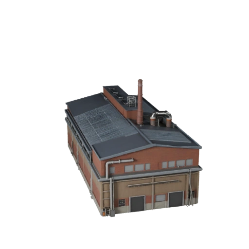 Stilisierte Produktionsanlage 3D-Modell - Spiel-Asset