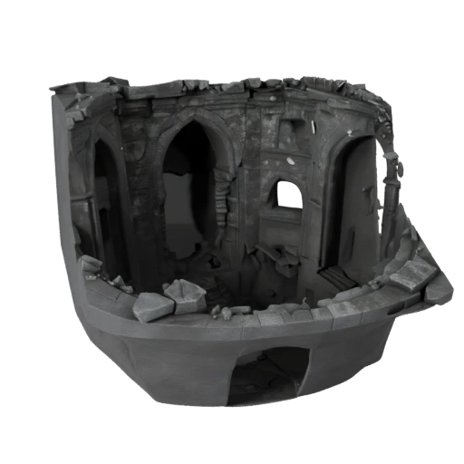 High Poly Flooded Ruin Interior 3D for VFX Close-Ups