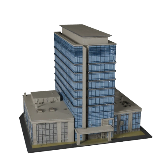 Edificio per Uffici in Vetro Stilizzato Modello 3D - Asset di Gioco