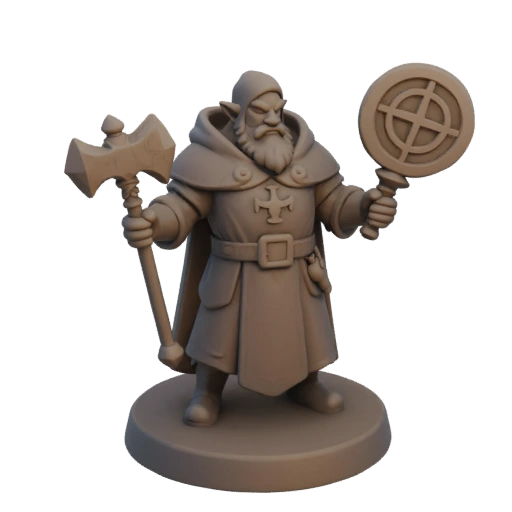 Miniatura STL de Clérigo Enano de Fantasía - Guardia