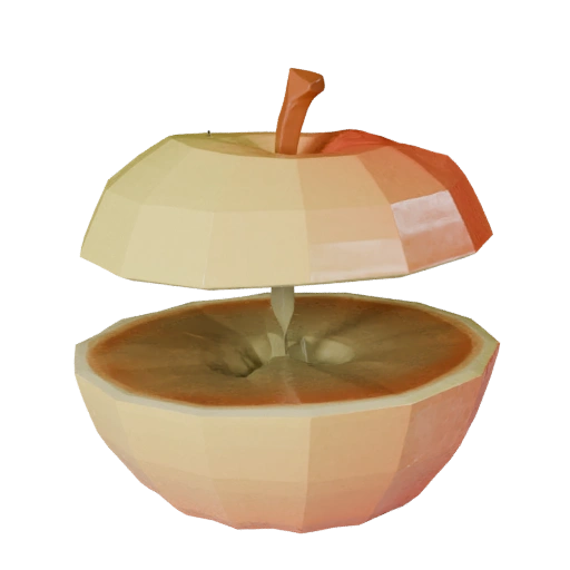 Low Poly geschnittener Apfel 3D-Asset für Echtzeit-Level