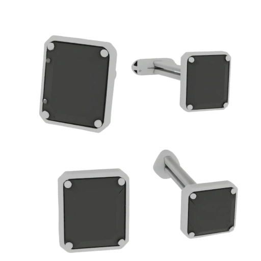 Gem Set Cufflink Asset 3D per Costruttori Hobby di Stampa