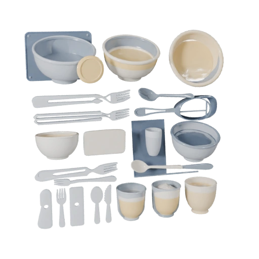 Set Piatto Insalata Banchetto Asset Web 3D per Uso Online