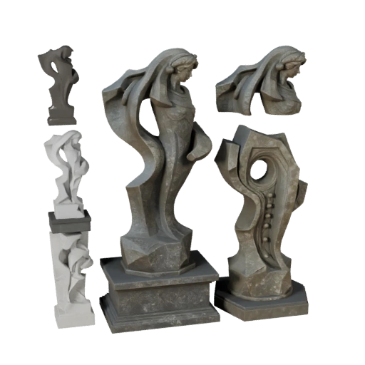 Sculpture abstraite réaliste de jardin | Pack d'insertion de scène
