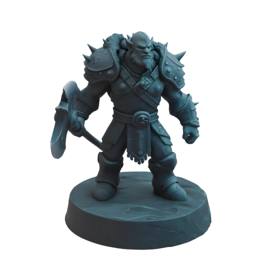 Miniatura STL de Bárbaro Enano de Fantasía Oscura