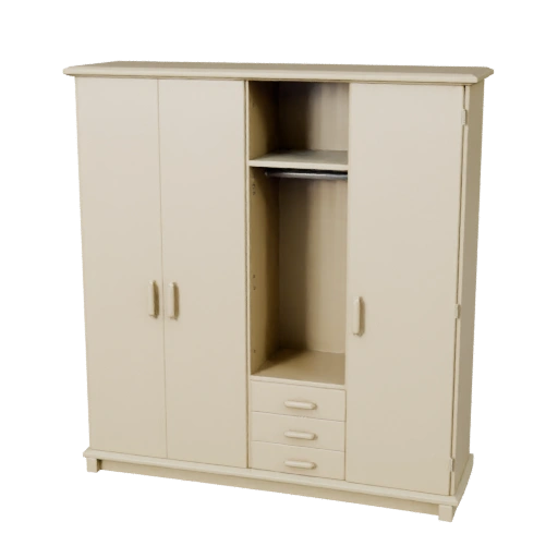 Wandmontierter Kleiderschrank 3D-Asset mit Ebenen für Erbauer
