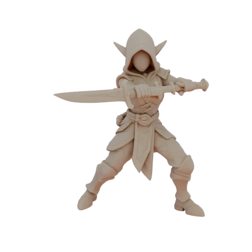 Miniatura STL de Elfo Desonesto de Fantasia - Em Posição de Mira