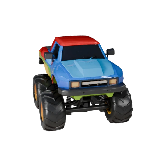 Modelo 3D de Caminhão Monstro de Desenho Animado - Ativo Estilizado para Jogo