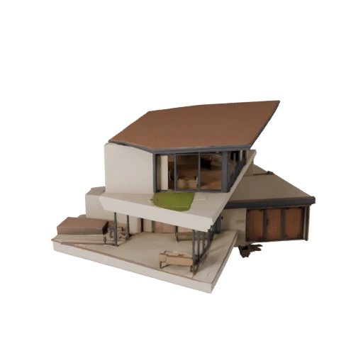 Moradia de Luxo Estilizada Modelo 3D - Asset de Jogo para Arquitetura