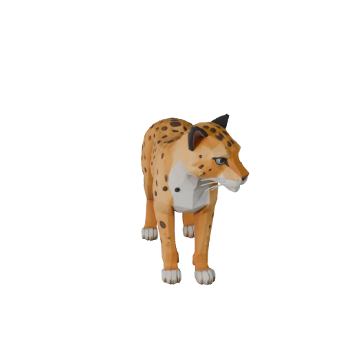 Modelo 3D de Guepardo Baixo Poli - Asset para Jogo Unity com FBX | Livre de Royalties