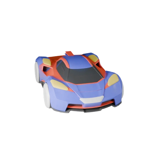 Cartoon Flying Car 3D Model for Stylized Games PBR Asset