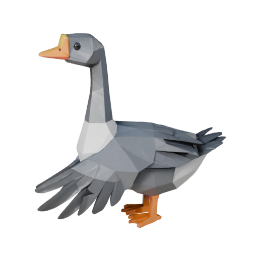 Modèle 3D d'oie low poly - Asset de jeu Unity avec FBX | Libre de droits