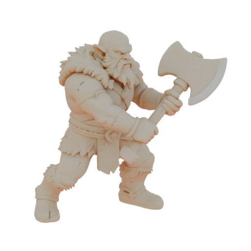 Miniatura STL Bárbaro Enano de Fantasía - Cargando