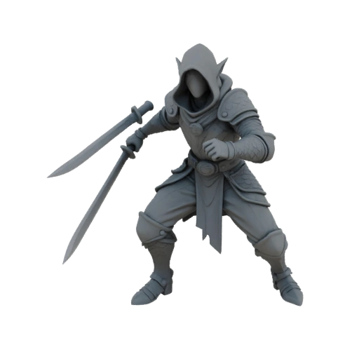 Miniatura STL de Elfo Pícaro de Fantasía - Defensiva