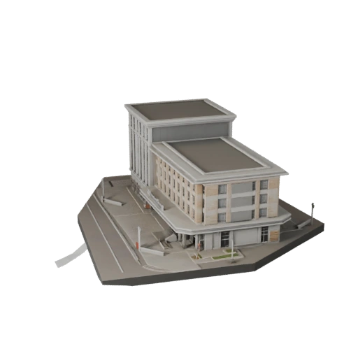 Modelo 3D de Centro Comunitário low poly para Asset de Jogo em Tempo Real