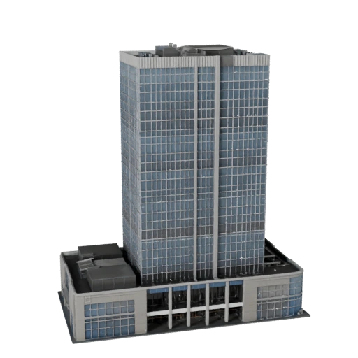 Hohes Poly Futuristischer Wolkenkratzer 3D-Modell für Archviz