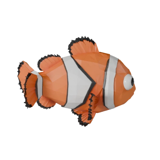 Modèle 3D Poisson-Clown Low Poly - Asset de Jeu Unity avec FBX | PBR