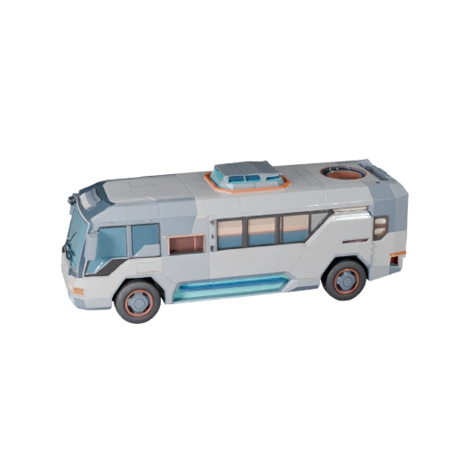 Modello 3D Autobus Volante - Asset PBR Low Poly Pronto per il Gioco