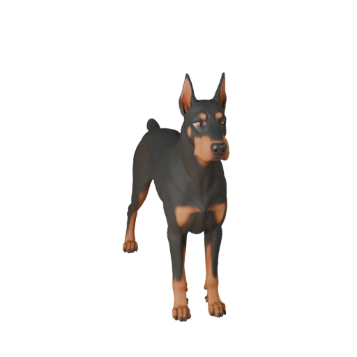 Modelo 3D de Doberman de Caricatura - Descarga de Activo Estilizado de Bajo Poligonal