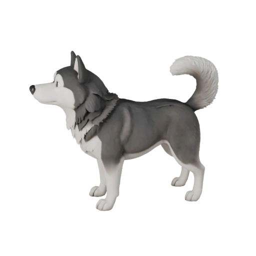 Modello 3D Cane Siberiano Husky Cartone Animato - Asset Stilizzato per Animazione