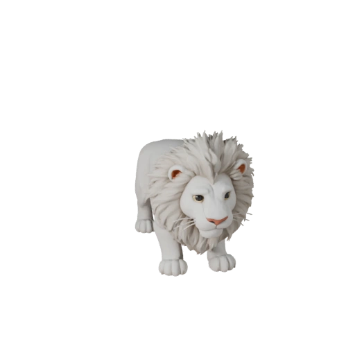 Modelo 3D de Leão Branco de Desenho Animado - Ativo Estilizado para Animação