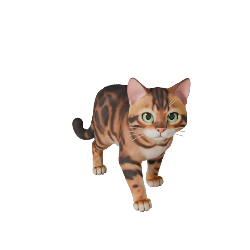 Modello 3D Gatto Bengala Cartone Animato - Asset Stilizzato per Animazione