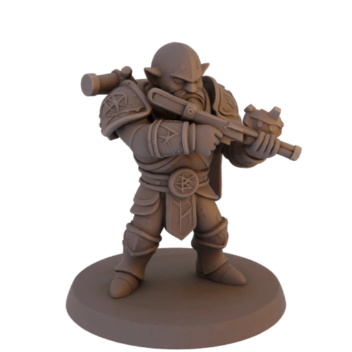 Miniatura STL de Guerreiro Anão de Fantasia - Mirando