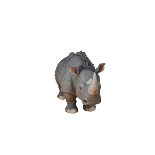 Modelo 3D de Rinoceronte Negro Caricaturizado - Asset Estilizado para Animación