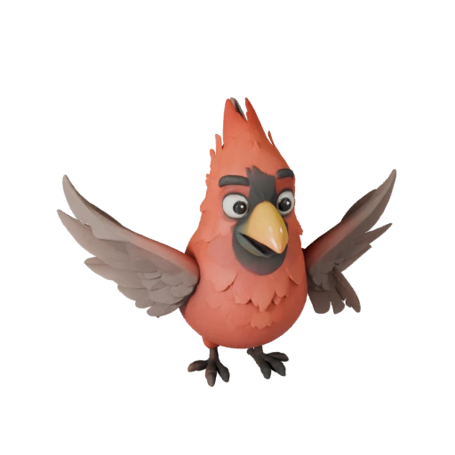 Cartoon Cardinal 3D Model - Stylized Asset for Animation | PBR