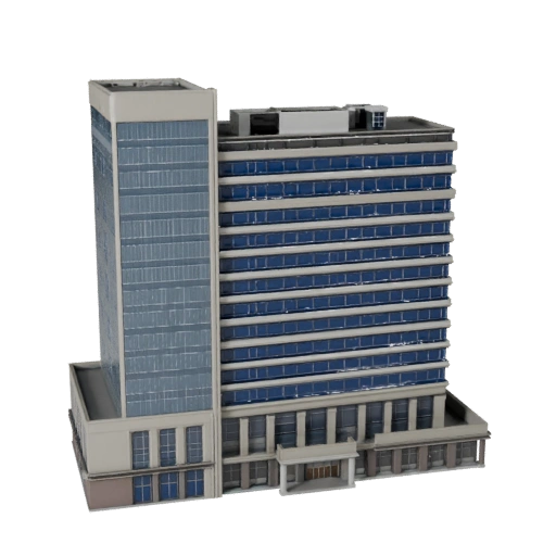 Blocco Ufficio Stilizzato Modello 3D - Asset di Gioco per Architettura