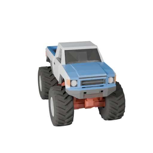 Modelo 3D de Caminhão Monstro Baixo Poli para Unity e Unreal