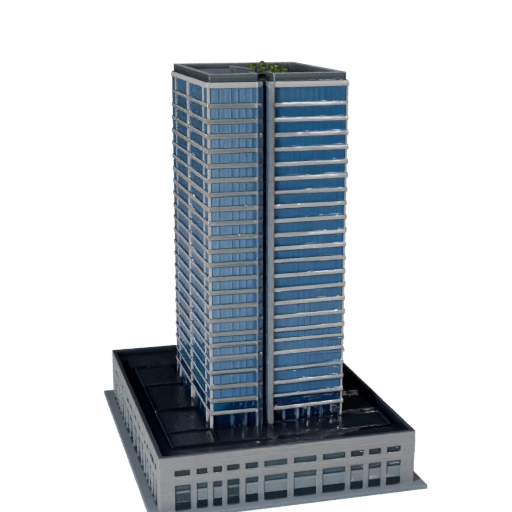 Gewerbliches Hochhaus 3D-Modell - Realistisches Archviz-Asset