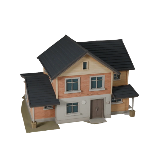 Stylized Suburban House 3D Model - Game Asset for Architecture