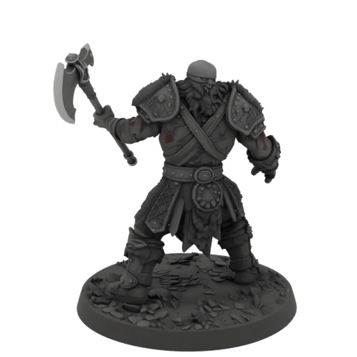 Dunkle Fantasie Barbar Miniatur STL - Angriff