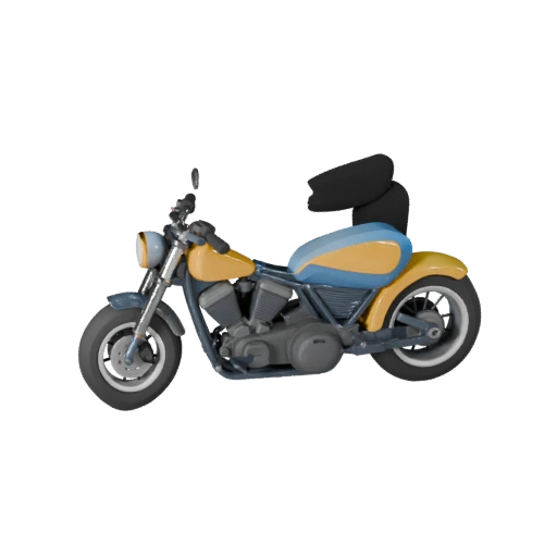 Cartoon Harley Inspired Cruiser Motorcycle 3D Model