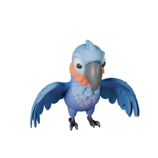 Modelo 3D de Loro Gris Africano de Caricatura - Asset Estilizado para Animación