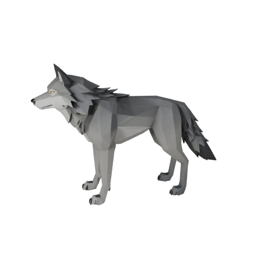 Modello 3D Lupo Grigio Low Poly - Asset Unity con FBX | PBR