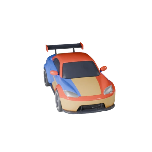 Modelo 3D de Carro de Corrida de Desenho Animado para Jogos Estilizados Asset PBR
